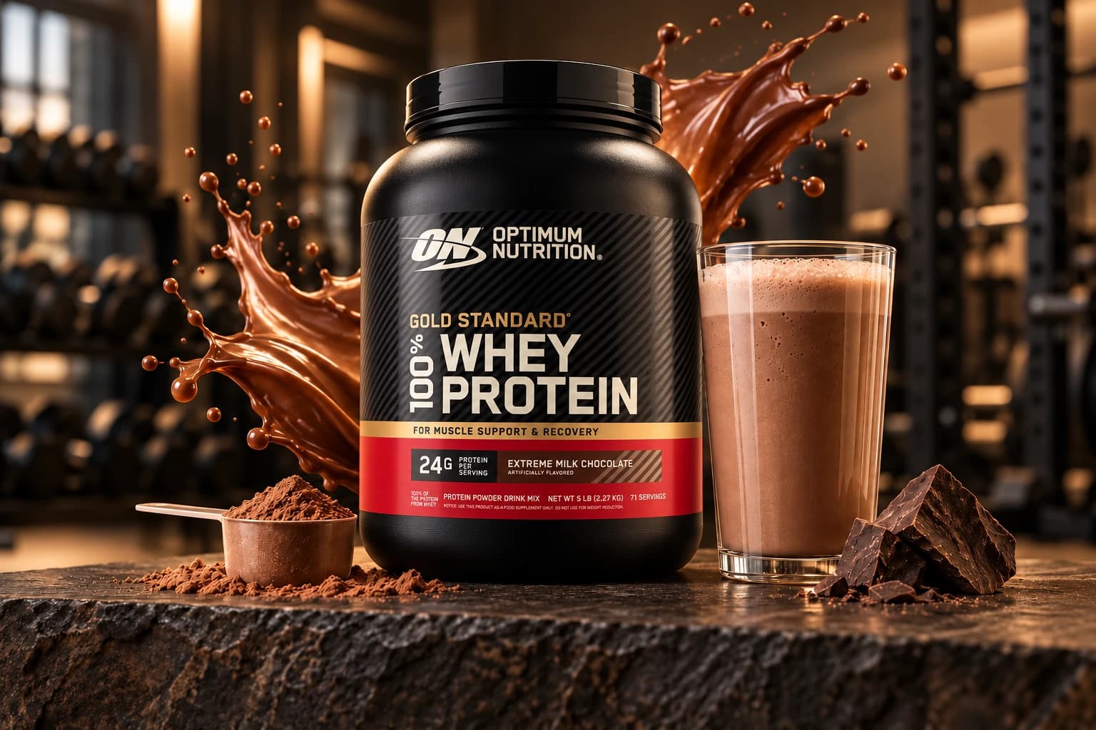 Optimum Nutrition Gold Standard 100% Whey із шоколадним коктейлем